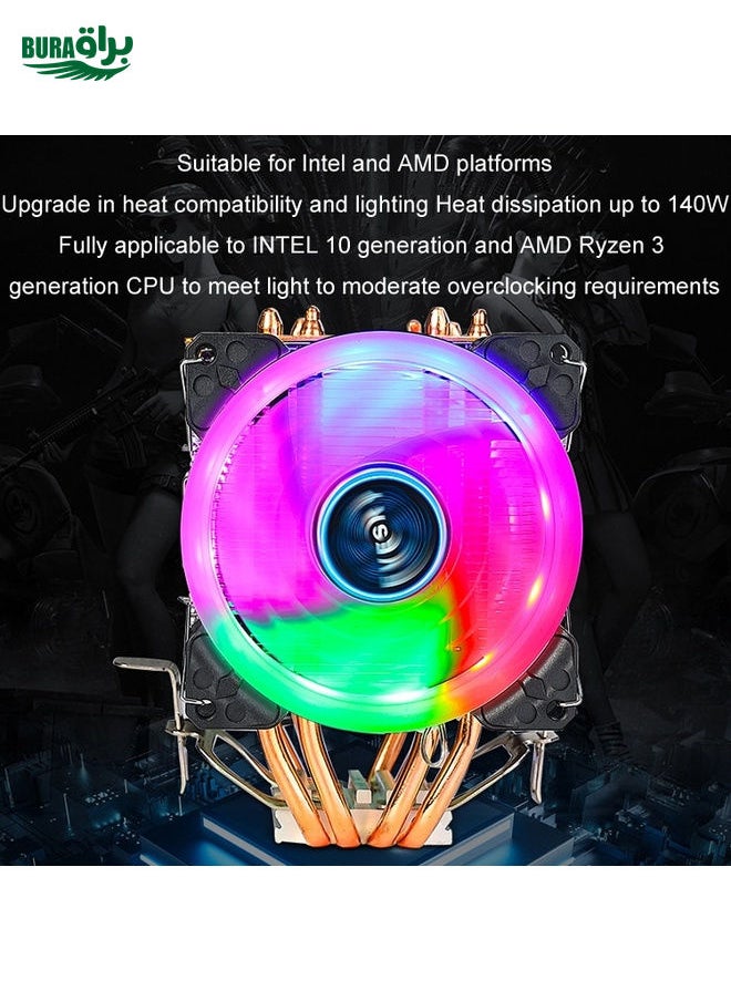 BURAQ - EVESKY 600 Desktop Computer 4 Copper Tube Mute CPU Cooling Fan, Color: Color Three Fans - Image 1