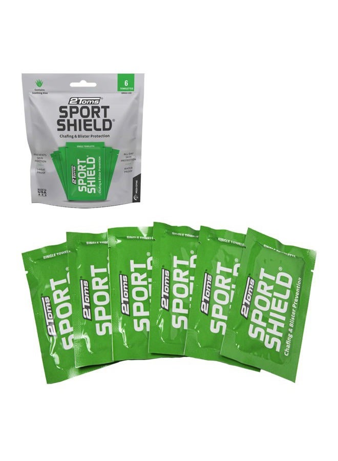 2Toms SportShield, Original Formula, All-Day Anti Chafe and Blister Prevention, Waterproof Protection from Chafing and Skin Irritation, 6 Single-Use Towelettes - Image 1