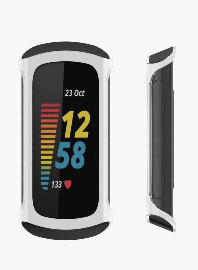 كي دابليو موبايل جراب kwmobile متوافق مع Fitbit Charge 6 / Charge 5 - غطاءان من السيليكون الحراري المرن (TPU) لتتبع اللياقة البدنية - فضي/رمادي داكن - Image 5