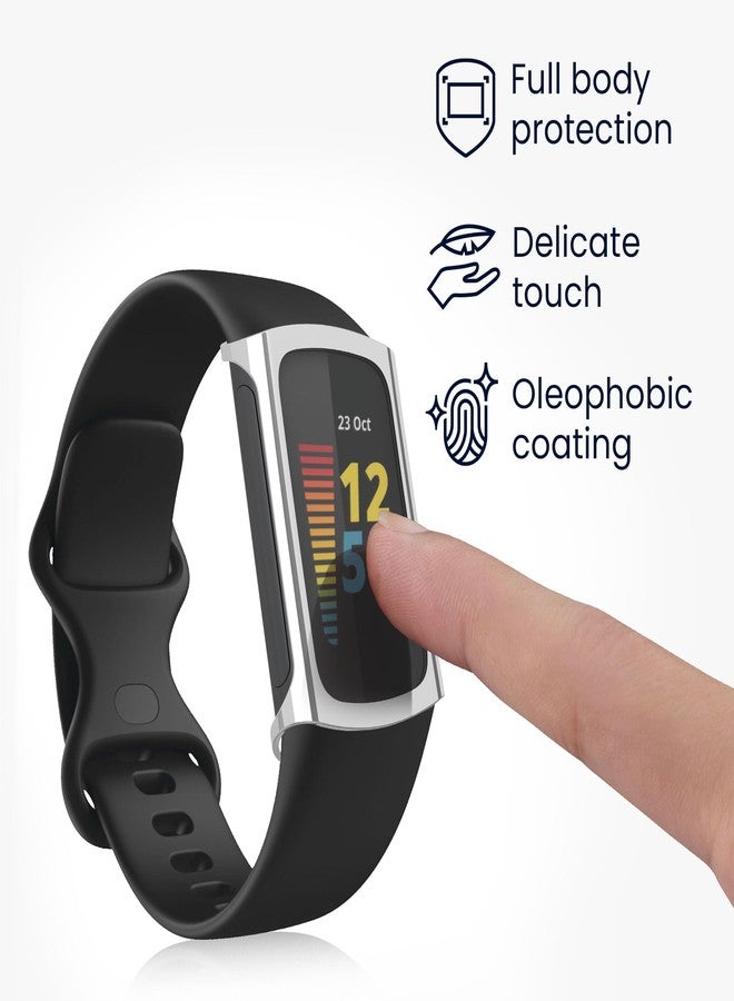 كي دابليو موبايل جراب kwmobile متوافق مع Fitbit Charge 6 / Charge 5 - غطاءان من السيليكون الحراري المرن (TPU) لتتبع اللياقة البدنية - فضي/رمادي داكن - Image 3