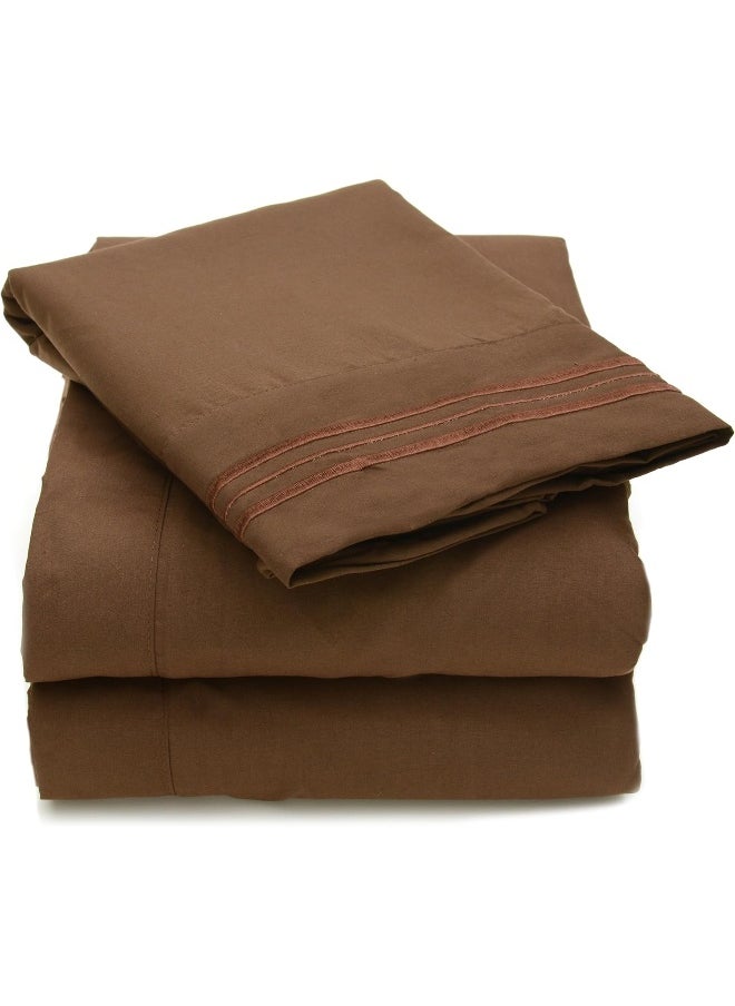 Sweet Home Collection Sweet Home Collection 4 Piece 2000 All Size 12 Colors Collection Egyptian Quality Deep Pocket Bed Sheet Set, Queen, Brown 