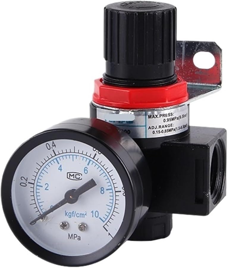 BR3000 حجم منظم ضغط الهواء الصغير القابل للتعديل مع مقياس للضاغط 10 بار - Image 1