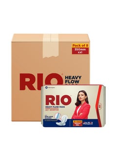 RIO Heavy Flow XXL Sanitary Pads 40 Pieces (Pack of 4) with 350mm coverage, Side Leak guards, Wings for Heavy Flow, 2X High Absorption with Leak Proof Side Walls, Anti-Bacterial, Double Wings.