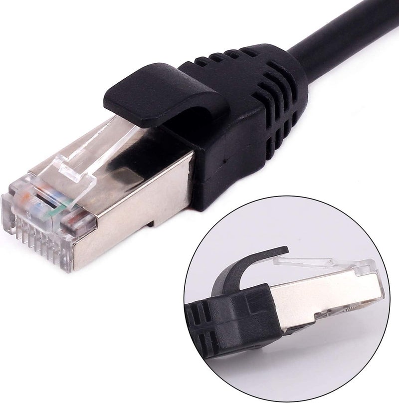 WiredCom Ethernet Extension Cable, [0.5 Meter] 0.6m RJ45 Male to Female LAN Ethernet Network Cat6 Cat5e Cat5 Panel Mount Cable RJ45 Extension Extender Cord (Black) (Pack of 2) - Image 2