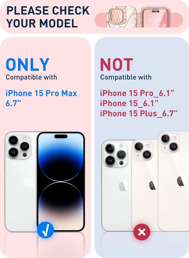 آي-بلاسون جراب i-Blason Cosmo المغناطيسي لهاتف iPhone 15 Pro Max مع MagSafe وغطاء للكاميرا وحامل، جراب هاتف نحيف يغطي كامل الجسم لهاتف iPhone 15 Pro Max مع واقي شاشة مدمج وحامل (رخامي) - Image 2