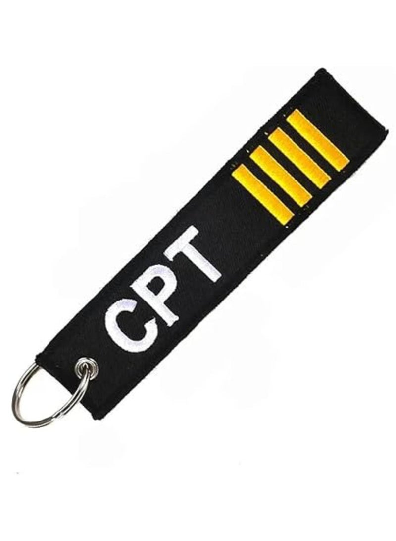 SOLDOUT Double Sided Embroidery Flight Crew Captain Pilot Keychain Keyring For Motorcycles, Cars, Bag, Key Fobs Fashion (CPT) - Image 1