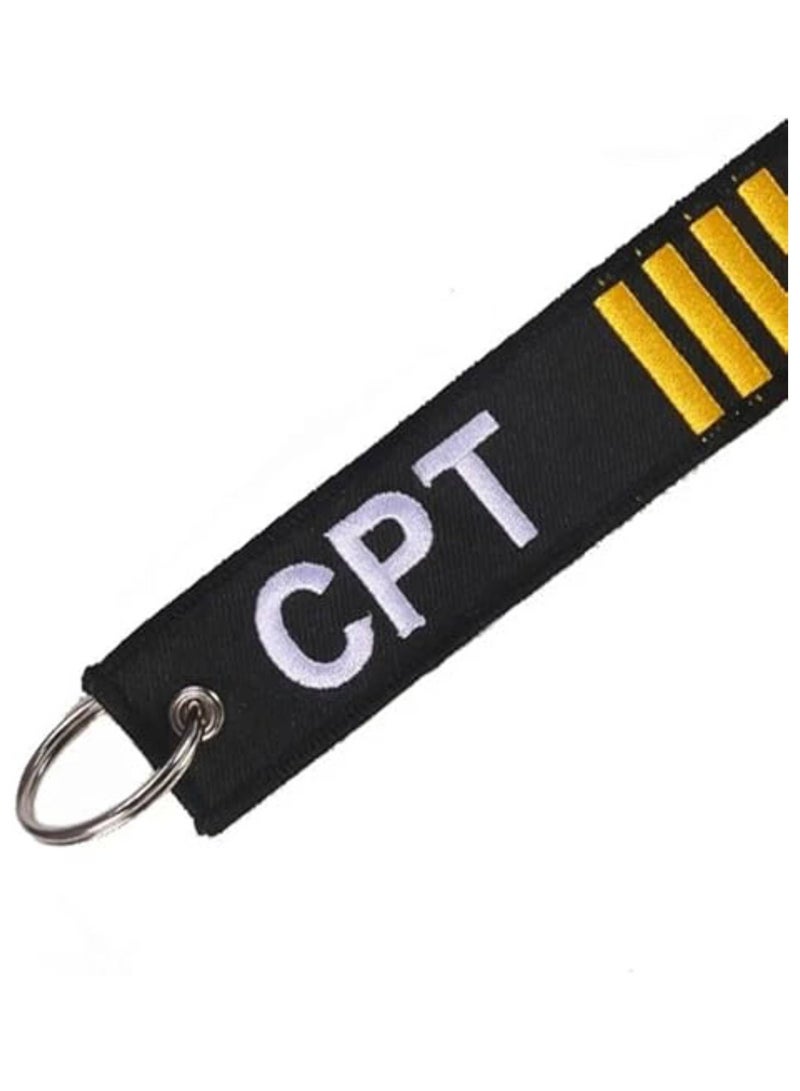 SOLDOUT Double Sided Embroidery Flight Crew Captain Pilot Keychain Keyring For Motorcycles, Cars, Bag, Key Fobs Fashion (CPT) - Image 2