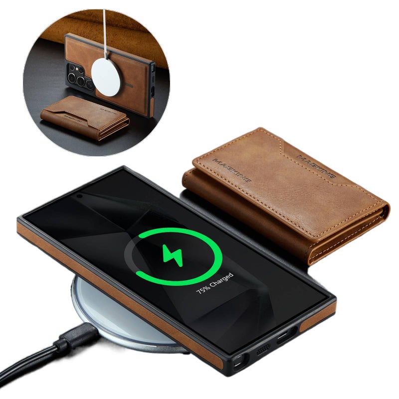 غطاء MagSafe | لـ Samsung S26 Ultra / Samsung S26 | حامل قابل للطي | PU حامل بطاقات - Image 5