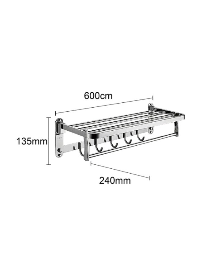 Generic علاقة وحامل مناشف للحمام | ستانلس ستيل لون كروم 600x24x16.5MM | ضمان 3 سنوات صدا | لتنظيم وتعليق مناشف الحمام - Image 3