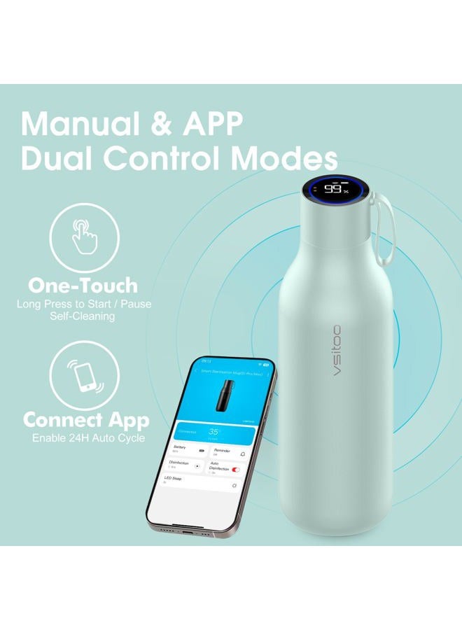 vsitoo 33oz Smart Self Cleaning Water Bottle，Insulated Water Bottle with Stainless Steel, BPA-Free, AI Self-Clean, 30-Day Battery, Magnetic Charging for Travel, Gym or Office, Blue - Image 4