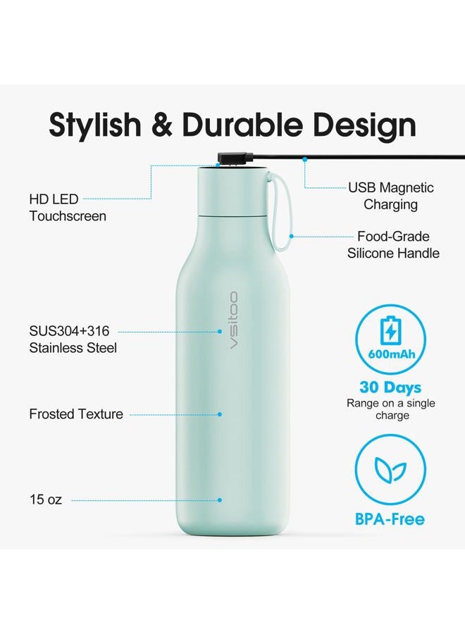 vsitoo 33oz Smart Self Cleaning Water Bottle，Insulated Water Bottle with Stainless Steel, BPA-Free, AI Self-Clean, 30-Day Battery, Magnetic Charging for Travel, Gym or Office, Blue - Image 5