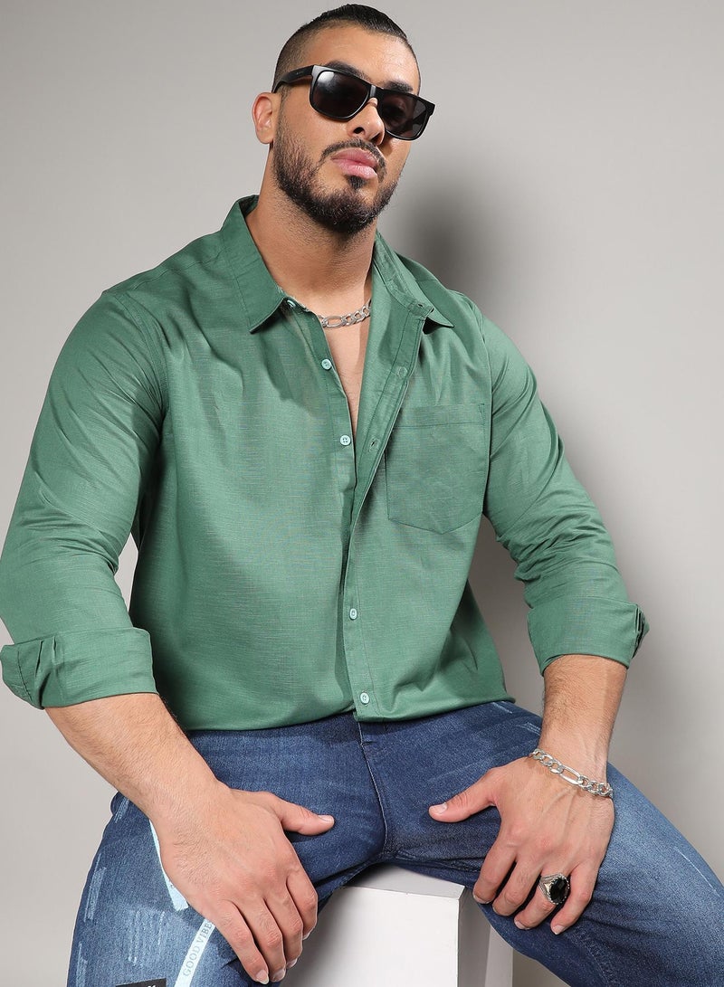 Instafab Plus Basic Button-Up Shirt - Image 1