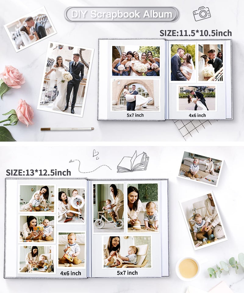 Popotop Photo Album Self Adhesive Scrapbook Album for 4x6 5x7 8x10 Pictures DIY Photo Book as Scrapbooking Supplies Kits, Birthday Gifts for Women Mom Wedding Baby Family Travel - Image 2