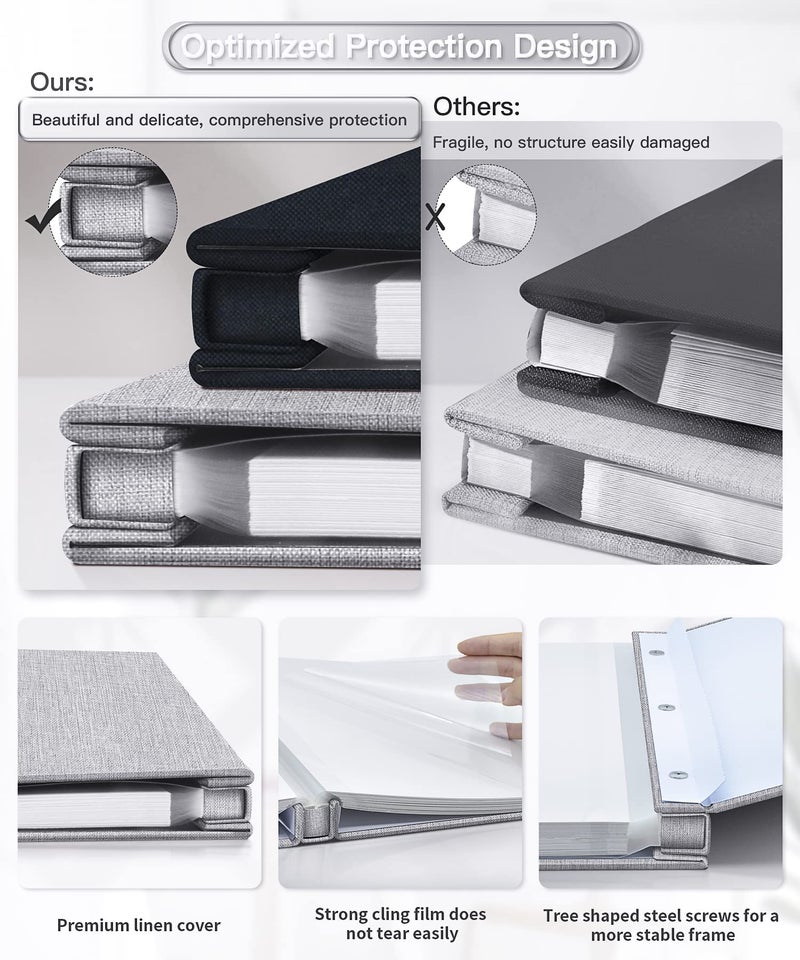 Popotop Photo Album Self Adhesive Scrapbook Album for 4x6 5x7 8x10 Pictures DIY Photo Book as Scrapbooking Supplies Kits, Birthday Gifts for Women Mom Wedding Baby Family Travel - Image 3