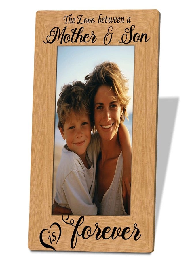 XQLSR Mother Gift from Son, Mom Son Photo Frame Decor, The Love Between a Mother & Son is Forever Picture Frames 4x6 Inches for Wall & Tabletop Display, Photo Gifts Wooden Picture Frame, Mother's Day Gift - Image 1