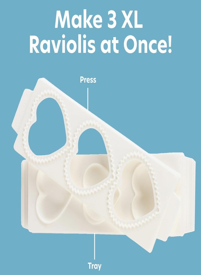 كوتشينا برو قوالب رافيولي جامبو على شكل قلب 3 بوصات - صانع معكرونة محشوة منزلية الصنع - صينية ومكبس من قطعتين يصنعان 3 حبات رافيولي محشوة كبيرة في المرة الواحدة، سهلة الاستخدام والتنظيف - أضف لمسة رومانسية إلى عشاءك الإيطالي القادم، هدية مثالية لها أو له - Image 2