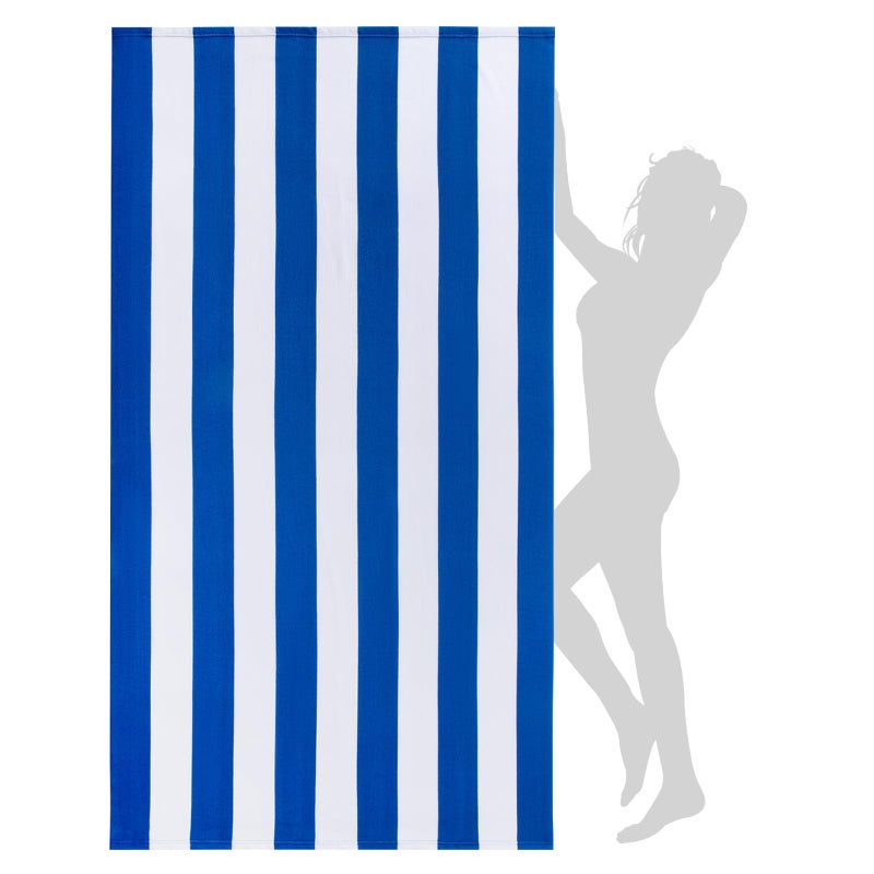 WILFA Extra Large Beach Towel Oversized Mircofiber Beach Towel 40 x 70 XL Striped Lightweight Pool Towel Big Cabana Swim Travel Towel for Adults Mens WomenNavy Blue