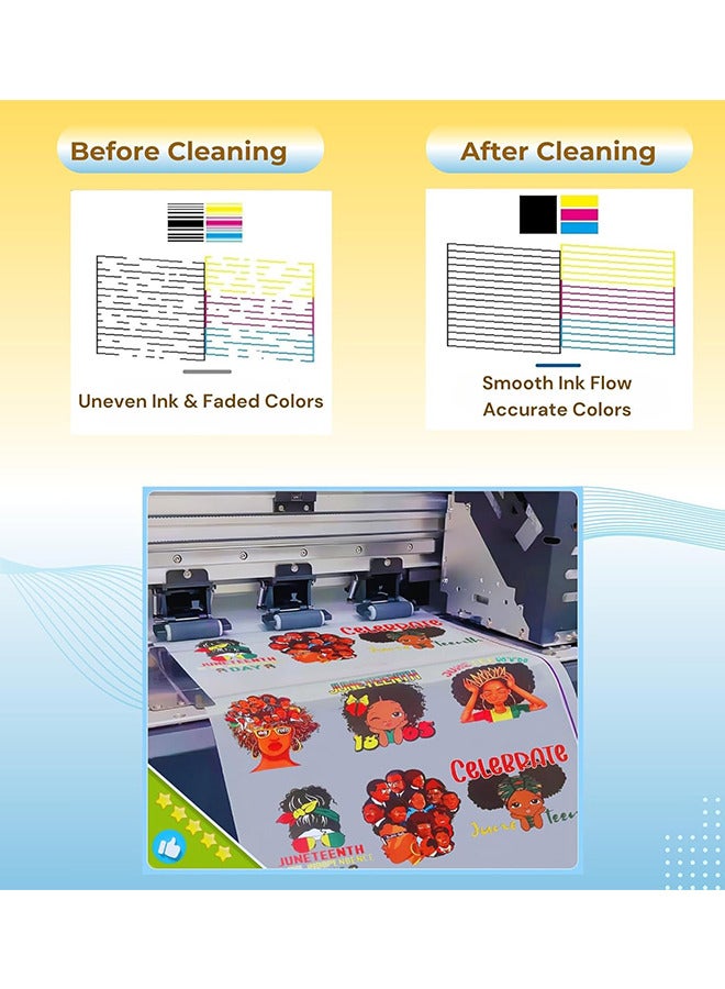100ml DTF Cleaning Kit DTF Printer Cleaning Solution Universal Print Head Cleaner Kit for Any DTF DTG Printers, Printhead Cleaning Solution for Epson ET8550 L1800 XP600 XP15000 Ink Printer and Other Direct Transfer Film Printers  - Image 3