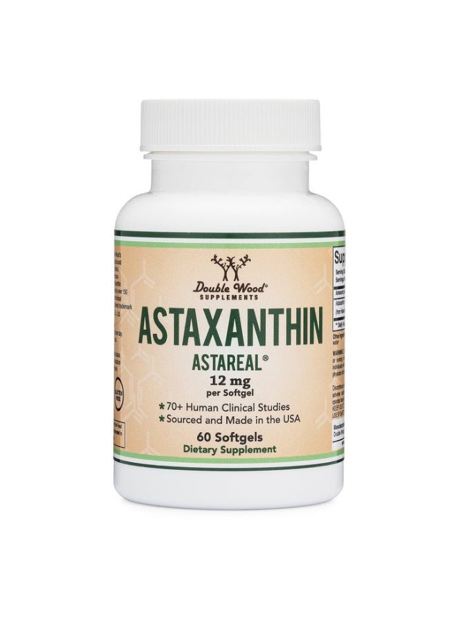 Astaxanthin 12mg Softgels, AstaReal, Eye, Skin + Joint Support, 60 Softgels - Image 1