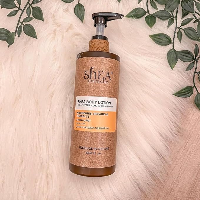 Shea Miracles Shea Body Lotion Almond Oil & Honey | 300 ml | Ultra-Hydrating Daily Moisturizer with Crude Shea Butter, Vitamin E & Honey | For Dry & Sensitive Skin | Non-Greasy Formula - Image 3
