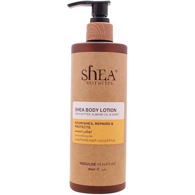 Shea Miracles Shea Body Lotion Almond Oil & Honey | 300 ml | Ultra-Hydrating Daily Moisturizer with Crude Shea Butter, Vitamin E & Honey | For Dry & Sensitive Skin | Non-Greasy Formula - Image 1