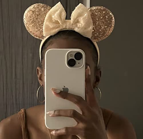 CLGIFT Rose Gold, Beige, Bridal Wedding, Silver, Blue, Rainbow Sparkle, Classic Red Sequin Minnie Ears - Image 2