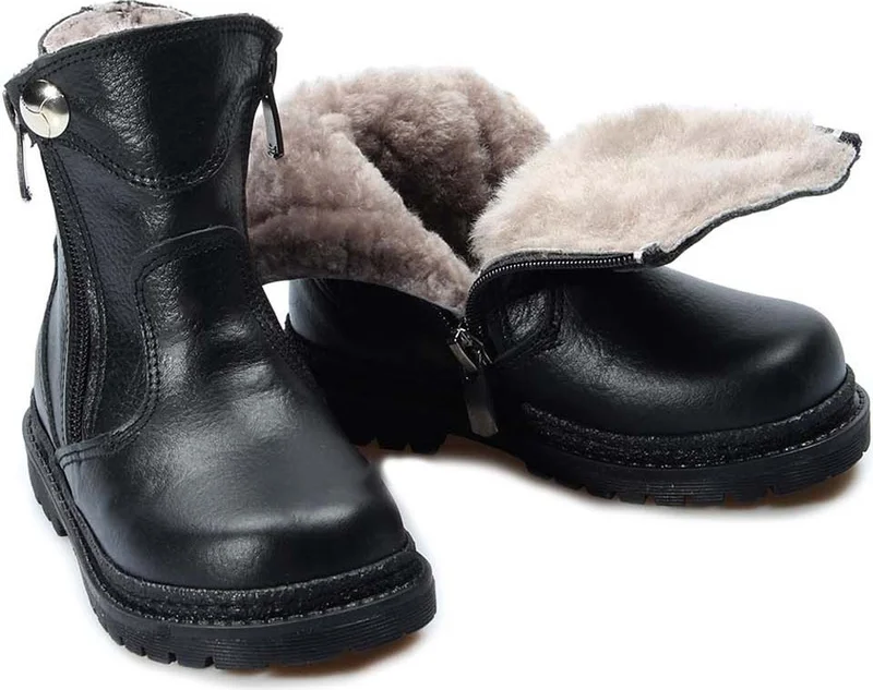 Fast Step Unisex Genuine Leather & Fur Winter Comfortable Daily Durable Children's Classic Boots 769KXA120