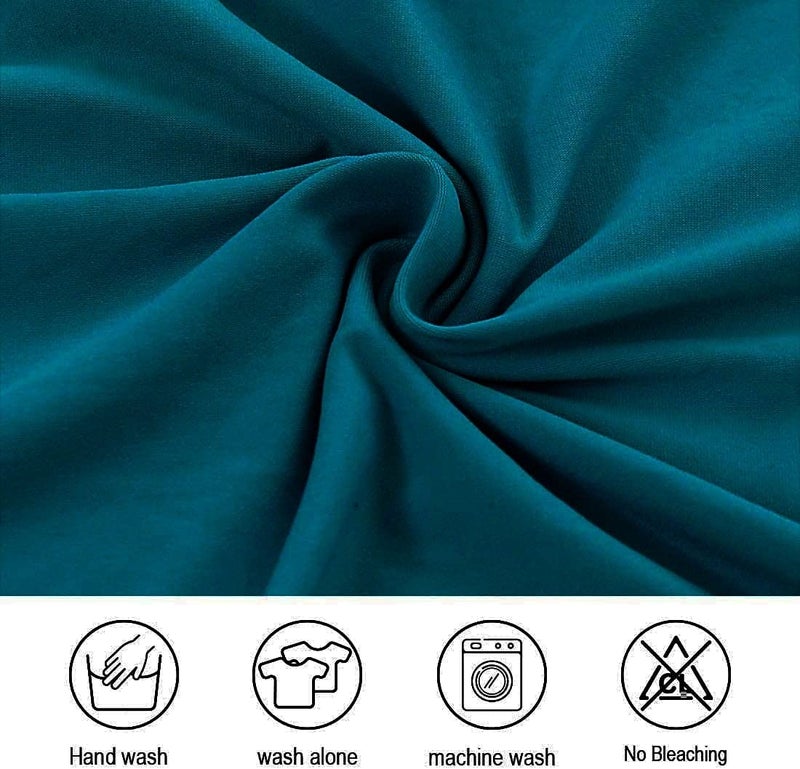 BRIDA Polyester Stretchable Solid Plain Dining Chair Covers (6 Chair Cover, Teal Green) - Image 3