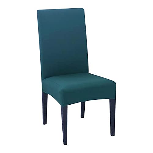 BRIDA Polyester Stretchable Solid Plain Dining Chair Covers (6 Chair Cover, Teal Green) - Image 4