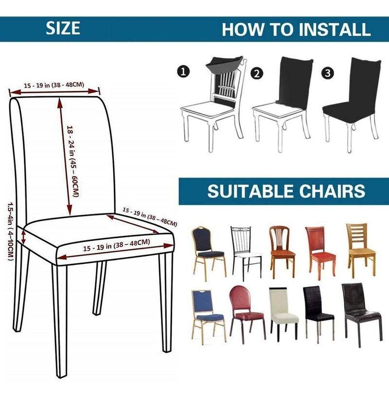 BRIDA Polyester Stretchable Solid Plain Dining Chair Covers (6 Chair Cover, Teal Green) - Image 5