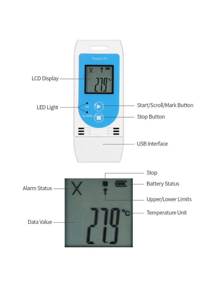 TZONE - Multi-Use User Programmable USB Temperature and Humidity Data Logger 32000 Points PDF or CSV Data Report - Image 1
