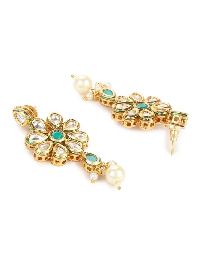 VOYLLA Kundan Gold Plated Brass Necklace Set  - Image 4