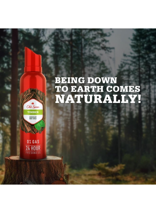 Old Spice TIMBER No Gas 24 hour Long Lasting Freshness Deodorant Perfume Body Spray For Men, 140ml - Image 3