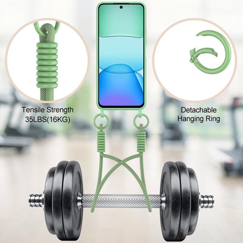 إيروريكس جراب هاتف من السيليكون السائل بلون سادة مع حقيبة بطاقات مدمجة لهاتف Redmi 13 4G / 13 5G / Note 13R 5G من الجيل الثاني مع حبل قصير (أخضر) - Image 4