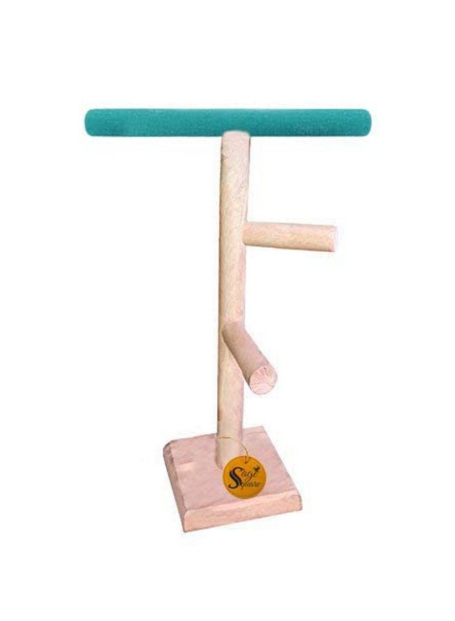 Sage Square 13Inches / 33Cm Natural Wood Training,Climbing, Exercise 2 Stairs Playful Perch Bird Top Sand Toy/Bird Stand  - Image 2