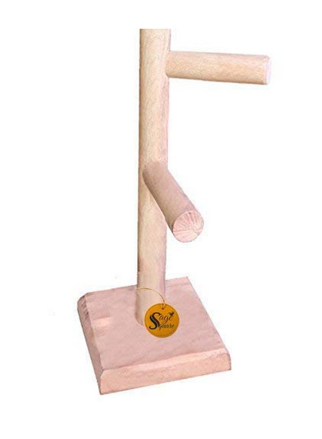 Sage Square 13Inches / 33Cm Natural Wood Training,Climbing, Exercise 2 Stairs Playful Perch Bird Top Sand Toy/Bird Stand  - Image 4