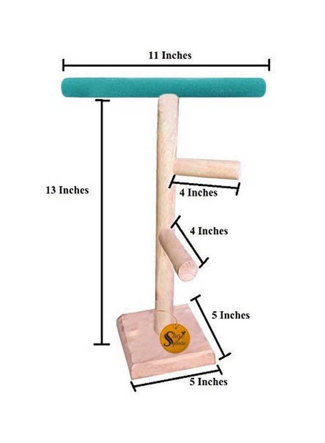 Sage Square 13Inches / 33Cm Natural Wood Training,Climbing, Exercise 2 Stairs Playful Perch Bird Top Sand Toy/Bird Stand  - Image 3