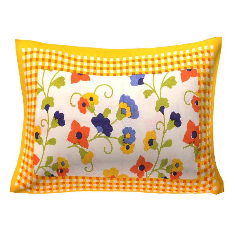 EarlyMart Comfort Rajasthani Jaipuri Traditional Sanganeri Printed 140 TC Cotton Single Size Bed Bedsheet with 1 Pillow Cover Yellow - Image 2