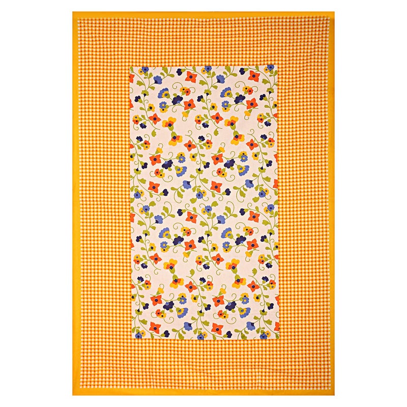 EarlyMart Comfort Rajasthani Jaipuri Traditional Sanganeri Printed 140 TC Cotton Single Size Bed Bedsheet with 1 Pillow Cover Yellow - Image 3
