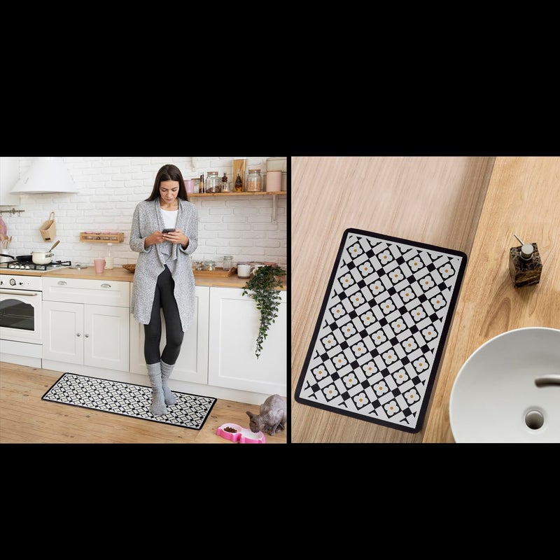 Home-Cloud حصائر مطبخ مطاطية للأرضية مجموعة من 2 قطعة | غير قابلة للانزلاق، سجادات ناعمة ماصة للمطبخ، وغسيل الملابس، والممر - سجاد مريح لأرضية المطبخ، الحوض - Image 5