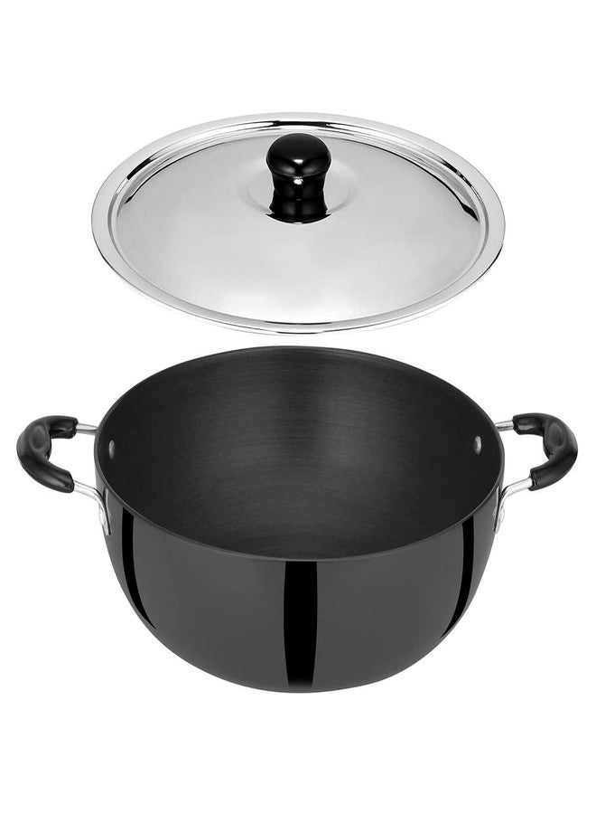 Chakmak Deep Kadhai Hard Anodised | 4 litres | Induction Base Kadhai with Lid | Kadhai for Cooking - Image 3