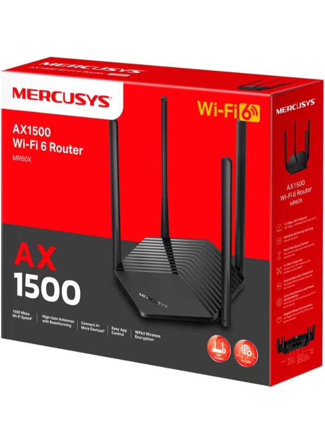 MERCUSYS AX1500 Dual-Band Wi-Fi 6 Router
SPEED: 300 Mbps at 2.4 GHz + 1201 Mbps at 5 GHz
SPEC: 4× Fixed External Antennas, 2× Gigabit LAN Ports, 1× Gigabit WAN Port, 1024-QAM, OFDMA
FEATURE: MERCUSYS APP, Router/Access Point Mode, WPS/Reset Button, IPTV, IPv6, Smart Connect, Beamforming, MU-MIMO, Parental Controls, Guest Network, WPA3, BSS Color, TWT, TR-069, ISP Preset (Agile Config), Aginet ACS, Superadmin, EasyMesh Black - Image 5