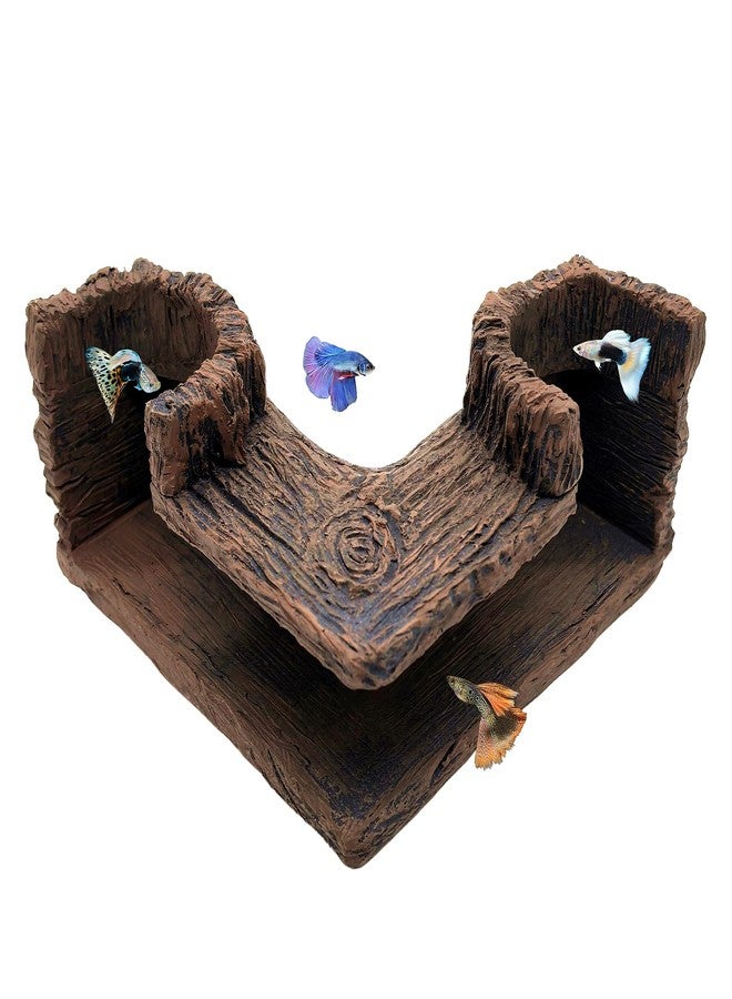 M2cbridge Aquarium Cave Betta Tunnel Driftwood Corners Shrimp House Hideout for Cichlid Breeding(Tree Trunk) - Image 1