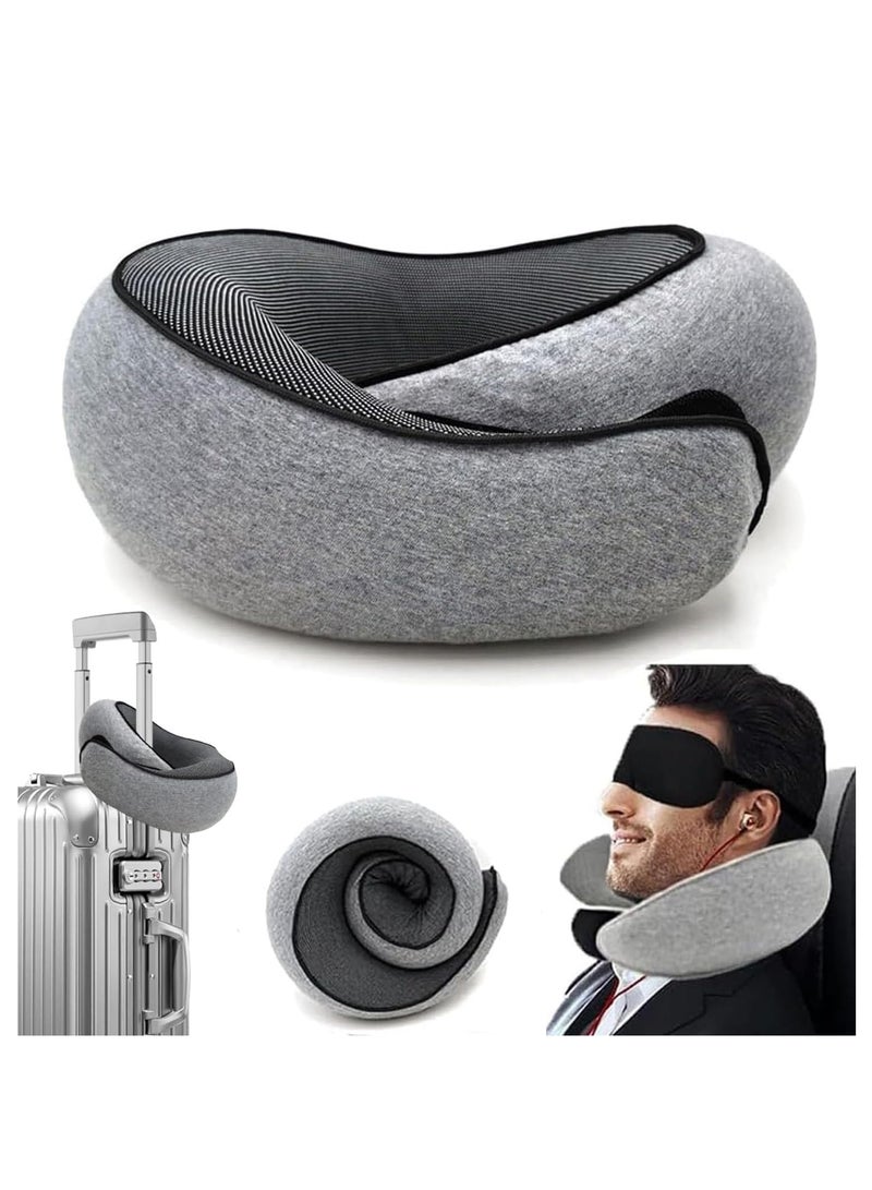 Excefore Travel Pillow, Memory Foam Travel Pillow, Memory Foam Travel Neck Pillow for Airplanes, Travel Neck Pillow, Foam Travel Pillow(Grey) - Image 1
