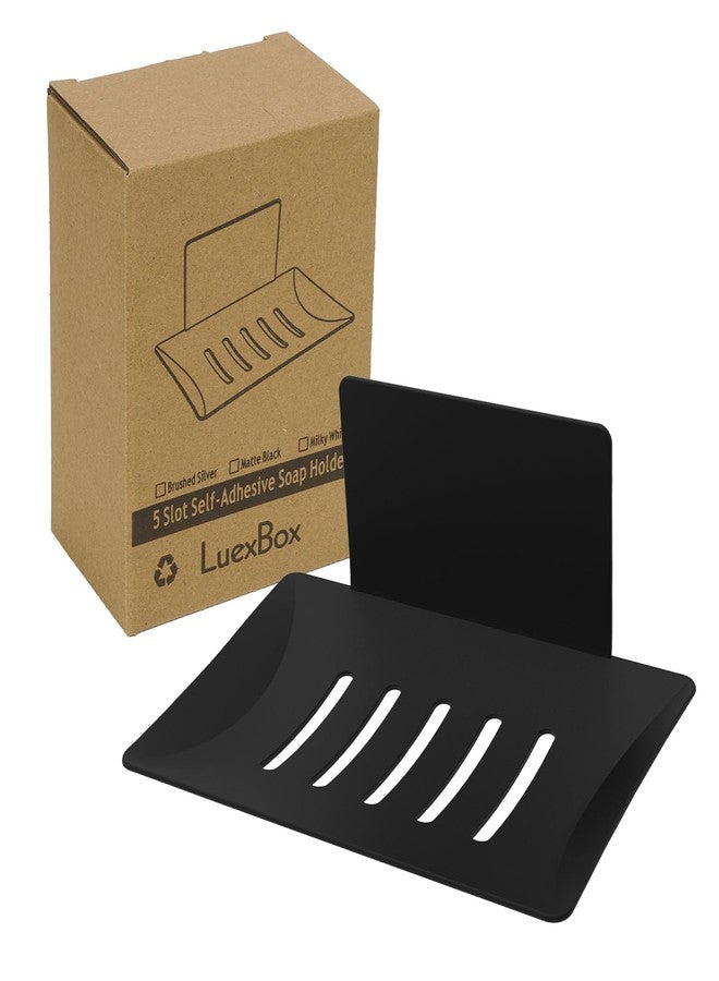 LUEXBOX Soap Dish for Shower, 5 Slot Self-Adhesive Soap Holder for Bathroom, Wall Mounted Shower Soap Holder, Stainless Steel Soap Tray Black - Image 1
