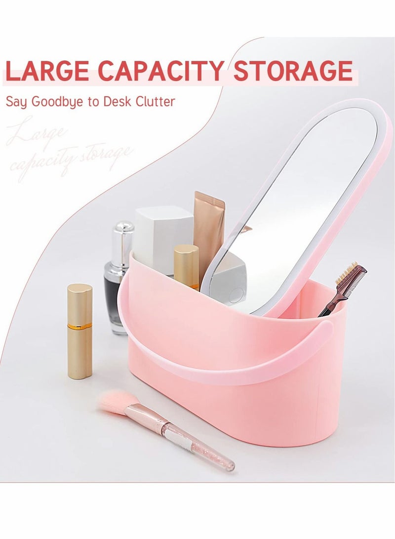 Excefore Makeup Case with Mirror and Light, Portable Cosmetic Box with LED Light, Multi-purpose Makeup Storage with Handle - Image 4