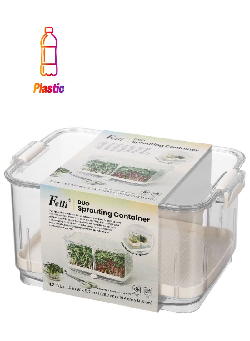 Felli BPA-Free Refrigerator Safe Duo Sprouting Container Clear and White 5.7 x 7.6 x 11.3 Inch NVBGPK11A-060 - Image 1