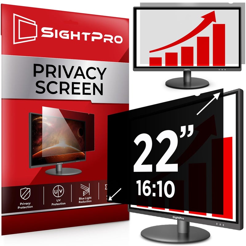 SightPro 22 Inch 16:10 Computer Privacy Screen Filter for Monitor - Privacy Shield and Anti-Glare Protector - Image 1