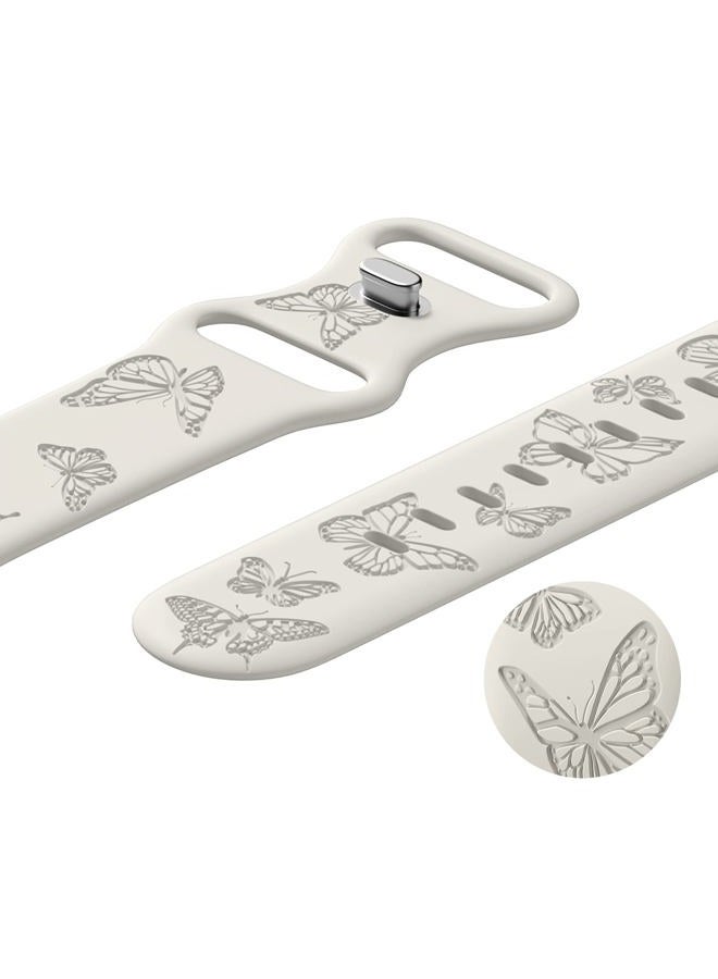 IKANFI Butterfly Engraved Bands Compatible with Apple Watch Band 45mm 44mm 42mm Women, Silicone Butterfly Sport Embossed Strap for iWatch Bands Series SE 8 7 6 5 4 3 2 1-Butterfly-SL42 - Image 4