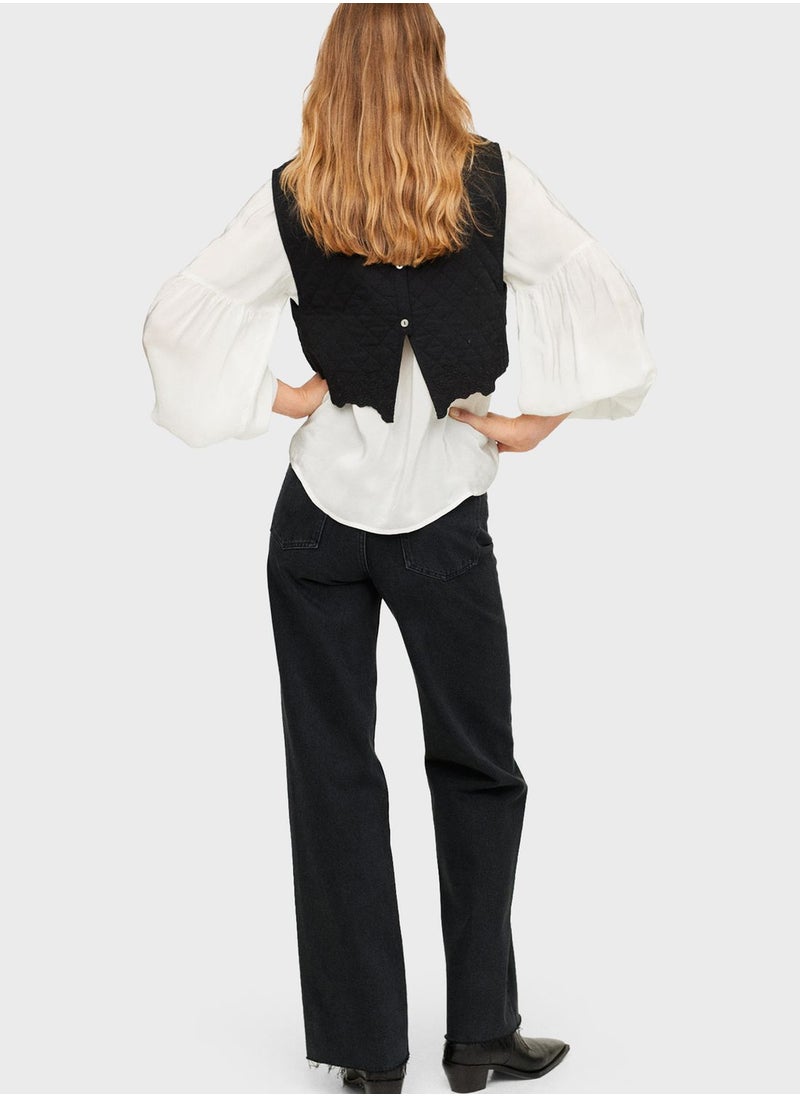 MANGO - High Waist Straight Jeans - Image 1